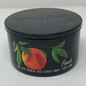 Bath & Body Works White Barn Peach Scented Candle With Essential Oils 3 Wicks